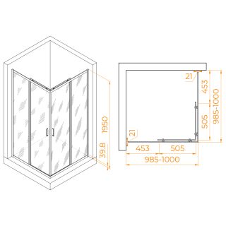 Душевой уголок RGW PA-030B 350803000-24 100x100см чёрный